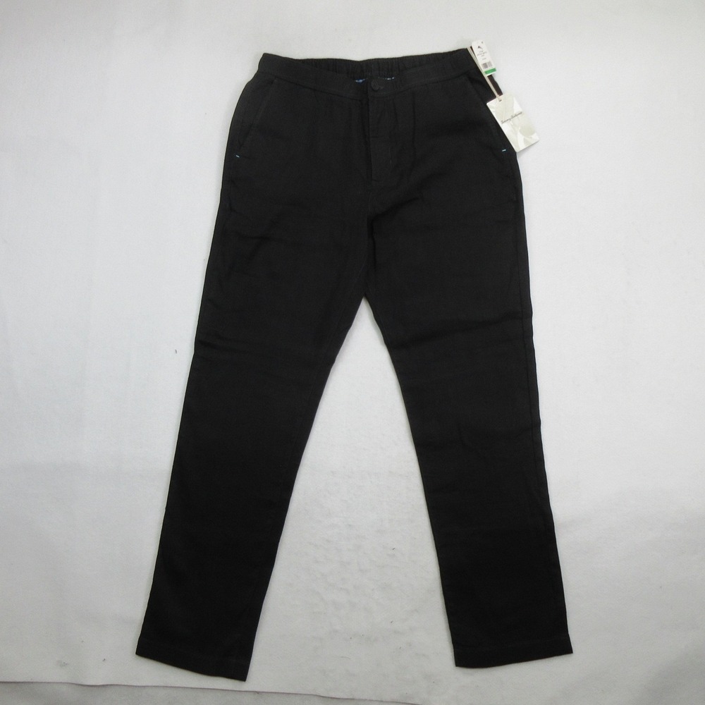Tommy Bahama Men Pants L x 32 Beach Coast Linen Blend Elastic Waist Black New